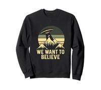 UFO Alien Abduction We Want to Believe Retro Style Drôle Sweatshirt