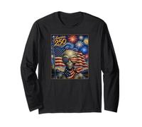 UFO Alien Art on America 250 Anniversaire 4 Juillet Drapeau USA Manche Longue