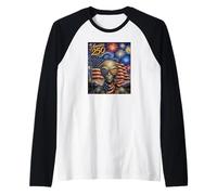 UFO Alien Art on America 250 Anniversaire 4 Juillet Drapeau USA Manche Raglan