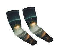 UFO At Night Print Manches de bras rafraîchissantes confortables Protection UV Golf Cyclisme Course Tennis Basketball