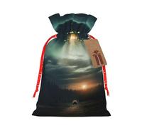 Ufo At Night Sac cadeau de Noël avec cordon de serrage pour fête d'anniversaire