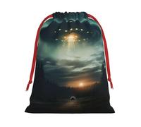 Ufo At Night Sac cadeau réutilisable avec cordon de serrage pour fête, anniversaire, mariage, sac quotidien
