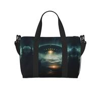 UFO at Night Sac de gym pour femme, sac de week-end, sac pour articles personnels, sac à bandoulière pour femme et homme, noir, One Size