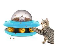 UFO Automatique Chat Slow Feed Interactive Puzzle Toy 50g / 1.76oz Distributeur de Nourriture pour Chat avec Batterie Rechargeable intégrée pour Petit Chien de Compagnie intérieur Dry Goods(Bleu)