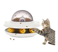 UFO Automatique Chat Slow Feed Interactive Puzzle Toy 50g / 1.76oz Distributeur de Nourriture pour Chat avec Batterie Rechargeable intégrée pour Petit Chien de Compagnie intérieur Dry Goods (Blanc)