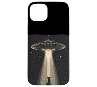 UFO Beams a Cat for Hilarous Alien Tales Coque pour iPhone 15 Plus