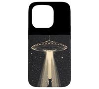 UFO Beams a Cat for Hilarous Alien Tales Coque pour iPhone 15 Pro