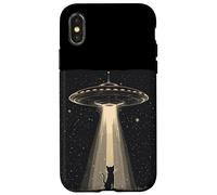UFO Beams a Cat for Hilarous Alien Tales Coque pour iPhone X/XS