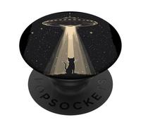 UFO Beams a Cat for Hilarous Alien Tales PopSockets PopGrip Adhésif