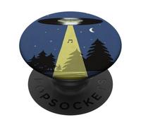 UFO Disque Vinyle Faisceau Forêt Nocturne Lune Musique Art PopSockets PopGrip Adhésif