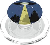UFO Disque Vinyle Faisceau Forêt Nocturne Lune Musique Art PopSockets PopGrip pour MagSafe
