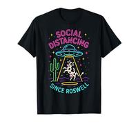 UFO drôle « Social Distancing Since Roswell » Enlèvement Extraterrestre T-Shirt
