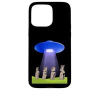 UFO Funny UFO Easter Island mystère Moai Statues Volantes Soucoupe Volante Coque pour iPhone 15 Pro Max