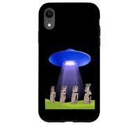 UFO Funny UFO Easter Island mystère Moai Statues Volantes Soucoupe Volante Coque pour iPhone XR