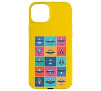 UFO Grid Art Vaisseau Spatial Extraterrestre Science-Fiction Collection de soucoupes Volantes Coque pour iPhone 15 Plus