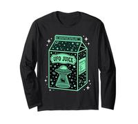 UFO Juice Retro Cat Abduction Alien Space Milk Cosmos Manche Longue