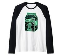 UFO Juice Retro Cat Abduction Alien Space Milk Cosmos Manche Raglan
