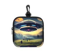 UFO Landing Petite pochette de rangement étanche en néoprène avec fermeture éclair pour écouteurs, porte-clés