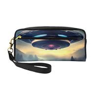 UFO Landing Petite trousse de maquillage élégante à double face imprimée portable, sac de rangement multifonction pour femme