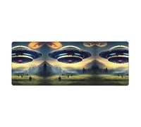 UFO Landing Tapis de souris et clavier imprimés (30,5 x 80 cm), tapis de souris de jeu de bureau, confortable et durable