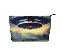 UFO Landing Trousse de maquillage en velours côtelé avec fermeture éclair pour voyage, articles de toilette et utilisation quotidienne