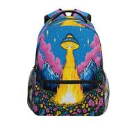 UFO on Fire in A Field of Flowers Sac à dos pour enfants garçons filles étudiants grands sacs à dos pour école primaire sac à bandoulière sac à livres