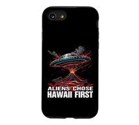 UFO Over Volcano Island Humour Coque pour iPhone SE (2020) / 7/8