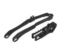 UFO PLAST Kit chaine, chaîne + bande fourche/porte-clés guide + Swingarm Chaîne Slider noir/noir Compatible avec Honda CRF 450R de 2021 à 2021 CRF 450RX de 2021 à 2021