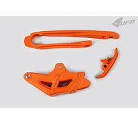 UFO PLAST Kit crune-chaîne+Bandeau Fourche Orange KTM EXC-F 500 2014-2023