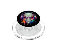 UFO UAP Alien Portant des écouteurs et des Lunettes de Soleil EDM Rave Art PopSockets PopGrip pour MagSafe