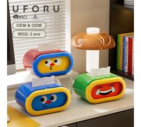 Uforu - boîte de rangement de mouchoirs de grande capacité Emoji drôle, porte-mouchoirs de table mignon, organisateur décoratif pour la maison Green