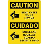 UFRUDR Panneau d'avertissement bilingue en métal espagnol avec inscription « Caution Bend Knees While Lifting » - Décoration murale vintage pour maison, ferme, bar, café, club, 20,3 x 30,5 cm