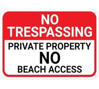 UFRUDR Panneau d'avertissement en métal « No Trespassing Private Property No Beach Access » - Décoration murale vintage pour maison, ferme, bar, café, club, 20,3 x 30,5 cm