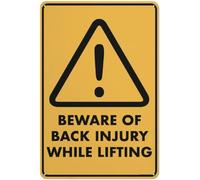 UFRUDR Panneau d'avertissement en métal vintage avec inscription « Caution Beware of Back Injury While Lifting » - Décoration murale vintage pour maison, ferme, bar, café, club, 20,3 x 30,5 cm