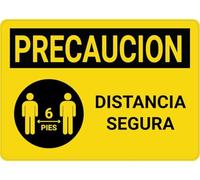 UFRUDR Panneau d'avertissement en métal vintage avec inscription « Caution Precaucion Safe Distance » - Décoration murale pour maison, ferme, bar, café, club, 30,5 x 40,6 cm