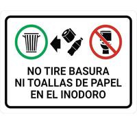 UFRUDR Plaque d'avertissement en métal « No Tirar la Basura ni Toallas de Papel en el Inodoro » - Décoration murale vintage pour maison, ferme, bar, café, club, 20,3 x 30,5 cm