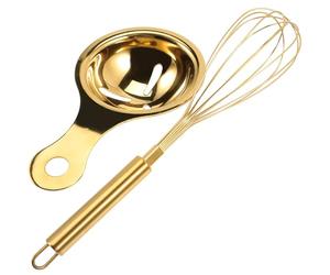 Œufs Cuisine en Acier Inoxydable, Mélange Uniforme | Séparation Nette du Jaune, Nettoyage Facile, Usage Maison et Restaurant, Finition Dorée Polie