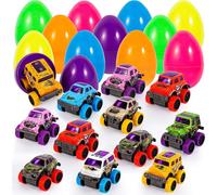 Œufs de Pâques avec autos à tirer, 12 pièces Jouets surprise, matériaux sûrs et non toxiques, 12 pièces