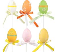 Œufs de Pâques Décoration Fleur 12 pcs - Idées de décorations printanières pour Pâques, Fiches en bois colorées