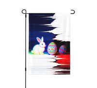 Œufs de Pâques Lapin Art Drapeau de Jardin Double Face Rouge Marine 71,1 x 101,6 cm Drapeau de Jardin Extérieur Maison Drapeaux avec Motifs Saisonniers Décoration de Vacances Extérieur