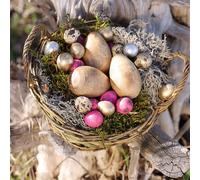 Œufs en bois Bois de mangue Filet de jute Décoration de Pâques Nature 7-8cm 6pcs Décoration Décoration de table Pâques