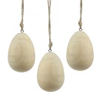 Œufs en bois Décoration Œufs de Pâques Suspensions Nature 8cm Set 6 pièces Décoration de Pâques
