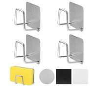 UFUFMATE Lot de 4 porte-éponges magnétiques avec 4 patchs métalliques, support adhésif en acier inoxydable pour évier de cuisine (argenté)