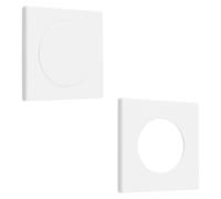 UFUFMATE Plaque murale vierge double gang, 2 pièces couvercles d'interrupteur carrés blancs en plastique avec couvercle de trou circulaire détachable à encliqueter pour prises ou interrupteurs