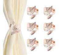 UFURMATE 6 pièces Attaches pour Rideau, Embrasses Simples et Élégantes en Forme de Feuilles Grandes et Petites, Attaches Décoratives DIY pour Rideaux en Gaze Légère (Or Rose)