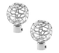 UFURMATE Embouts de Rideaux, 2 pièces Argent Draperie Rail Pôle Tête Capuchon Décoratif Fenêtre Rideau Rail Extrémité Métal Tringle à Rideau Pôle Embouts, Diamètre Intérieur 19 mm (Sans Vis)