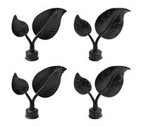 UFURMATE Embouts de Tringle à Rideaux Seulement, 4 Pièces Embouts de Tringle à Rideaux Noirs en Alliage d'Aluminium, pour Tringles de 28 mm de Diamètre Décoration de Maison en Forme de Feuille