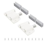 UFURMATE Loqueteau magnétique pour porte en verre, lot de 2 Loquets à ouverture par poussée avec loquets doubles ajustables pour placard, convient pour portes à battant libre de 3-6 mm (Argent & Blanc