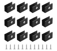 UFURMATE Lot de 12 supports rectangulaires réglables pour étagère en verre en alliage d'aluminium - Supports muraux pour verre de 6 à 8 mm d'épaisseur