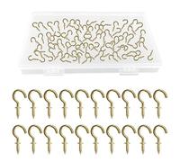 UFURMATE Lot de 120 crochets muraux à visser en acier au carbone de 1,27 cm - Crochets de plafond en métal - Crochets autotaraudeuses à œillet (doré)